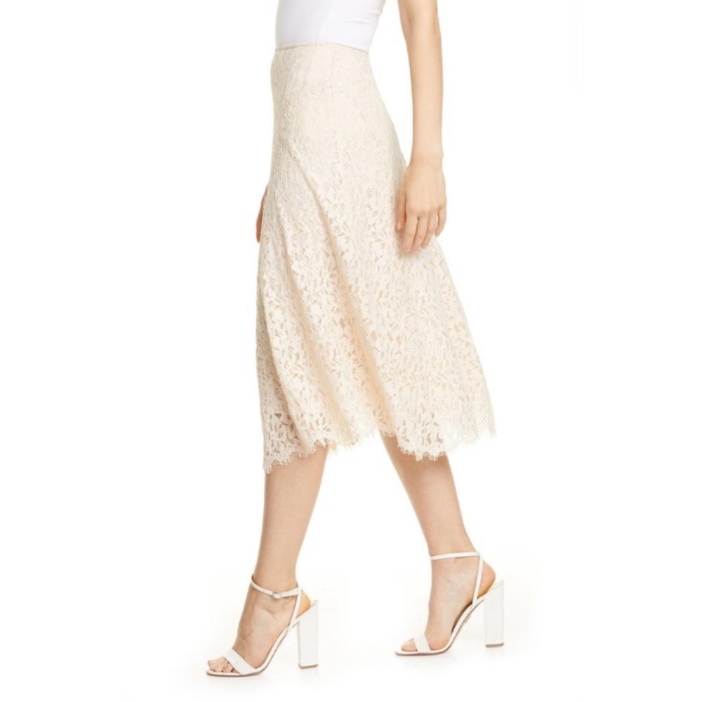 Lewit blush pink laced midi lace skirt